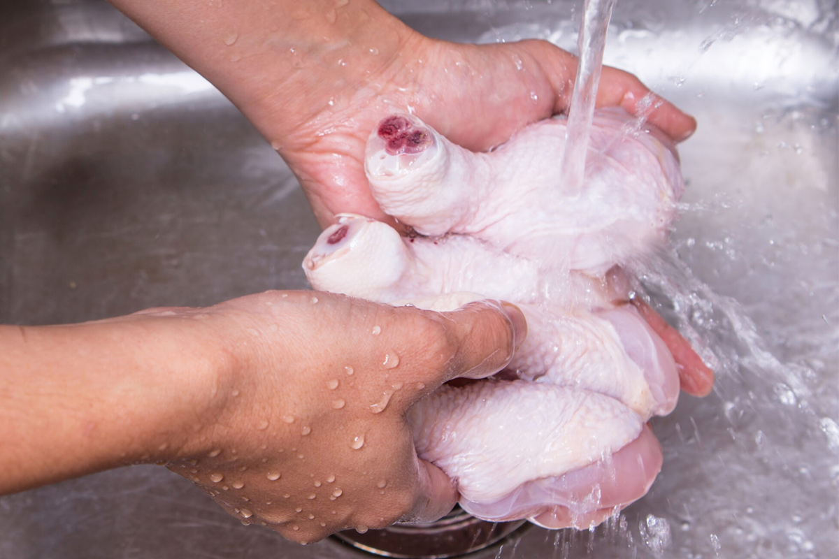 raw chicken washing salmonella contamination expert warning