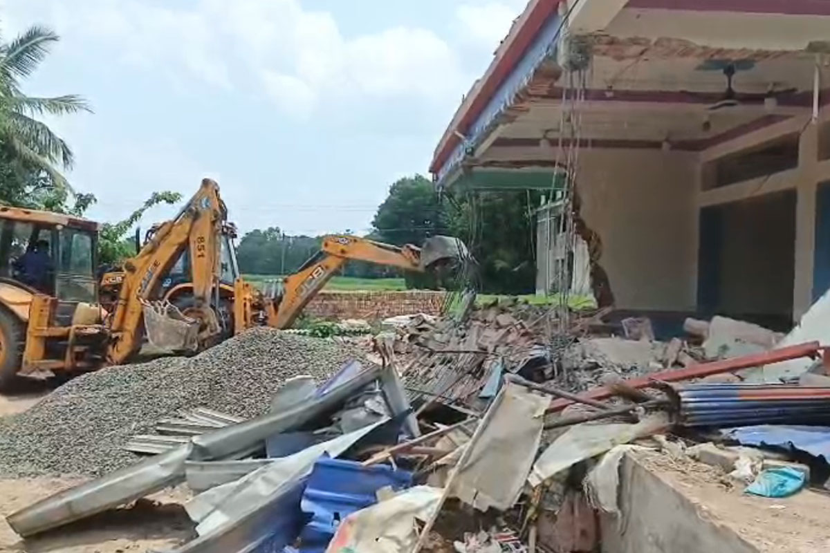 TMC leader's illegal house demolished by bulldozer in Hasnabad