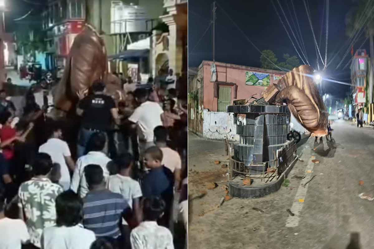 জিয়াগঞ্জে মধ্যরাতের উল্লাস, জয় শ্রীরাম ধ্বনির মধ্যেই ভাঙা হল লেনিনের মূর্তি!
