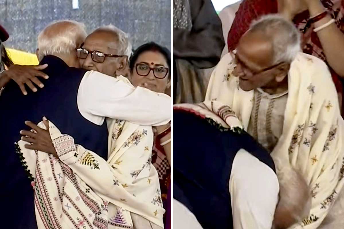 West Bengal CM 2026 Oath Ceremony: PM Modi pays tribute to Makhanlal Sarkar by touching his feet.