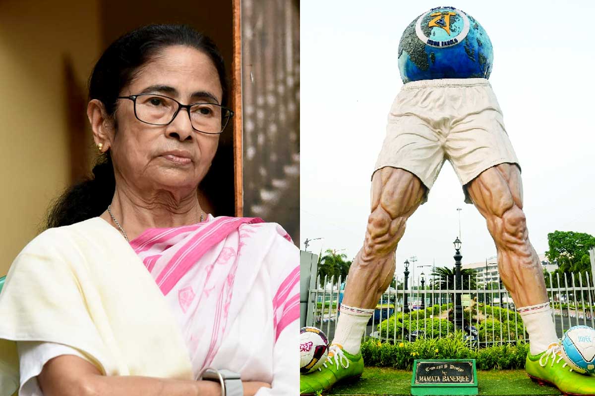 যুবভারতীর সামনে থেকে সরেছে ‘বিদঘুটে’ মূর্তি, নিজের শিল্পকর্মের পরিণতি দেখে কী বললেন মমতা?