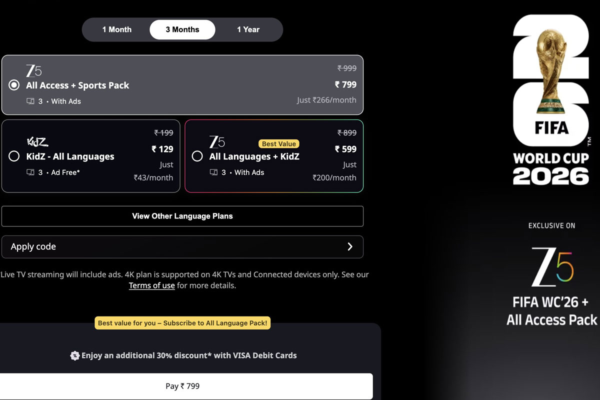 ZEE reveals FIFA World Cup 2026 subscription plans
