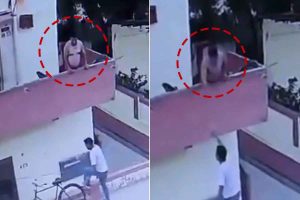 ভয়ংকর! বারান্দা থেকে ঝুঁকে আইসক্রিম নিতে গিয়ে পড়ে গেলেন ব্যক্তি, ভাইরাল ভিডিও