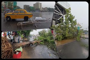 ভরদুপুরে মুহুর্মুহু বাজ, মুষলধারায় বৃষ্টি কলকাতায়, একাধিক রাস্তায় গাছ ভেঙে বিপত্তি