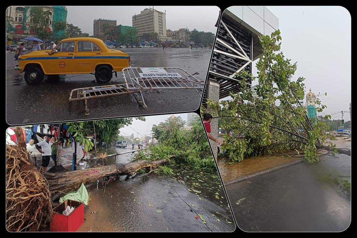 ভরদুপুরে মুহুর্মুহু বাজ, মুষলধারায় বৃষ্টি কলকাতায়, একাধিক রাস্তায় গাছ ভেঙে বিপত্তি