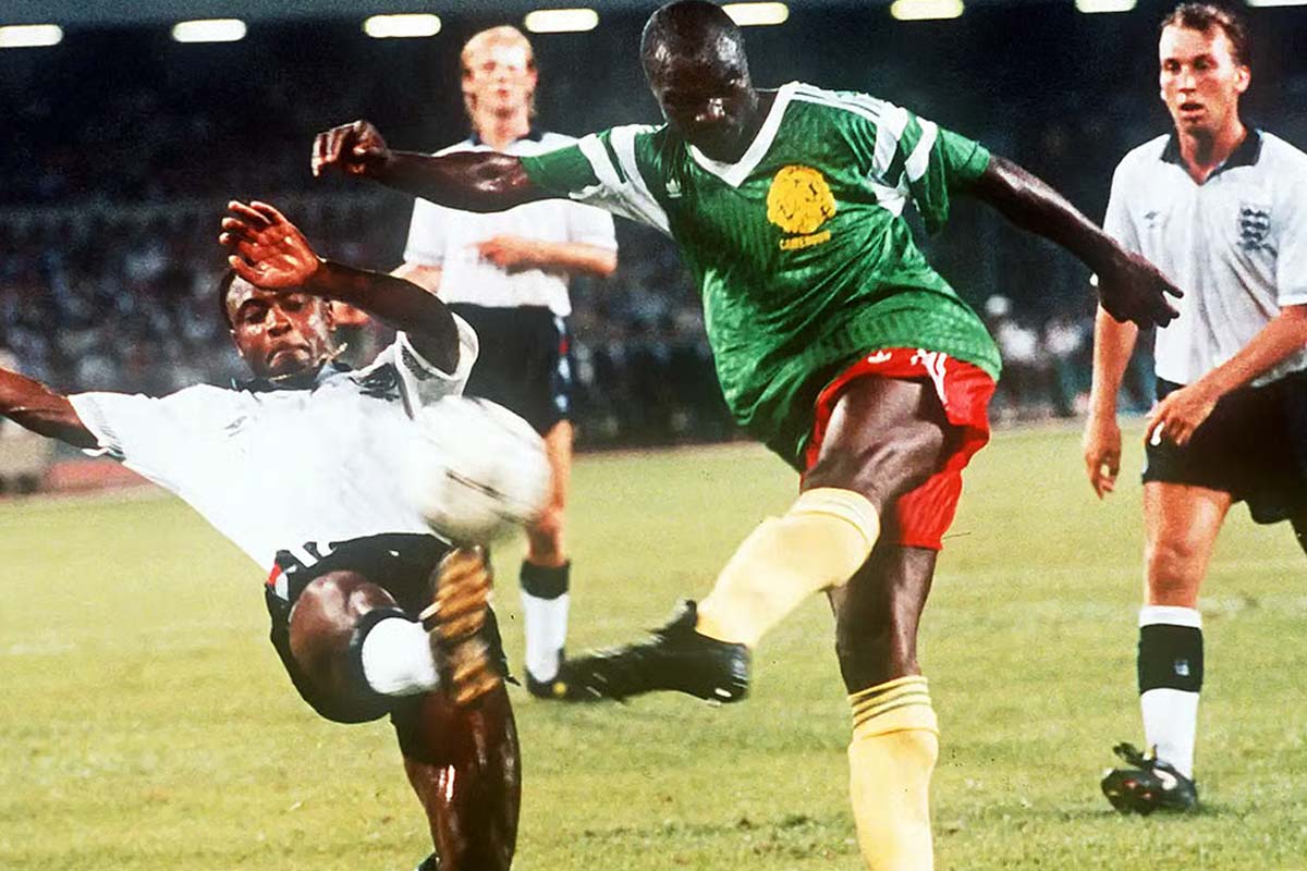 Roger Milla in action at 1990 FIFA World Cup