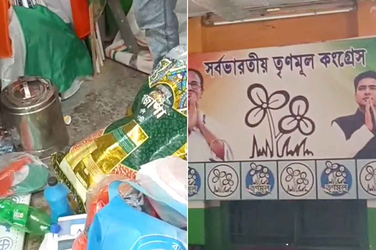 সরকারি জায়গা দখল করে তৃণমূলের কার্যালয় তৈরির অভিযোগ, দরজা খুলতেই মিলল কন্ডোম, মদের গ্লাস!