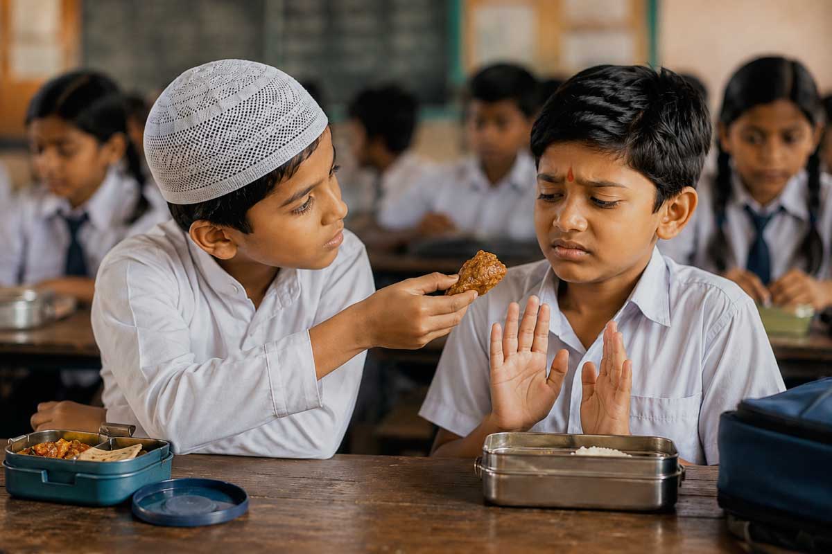 স্কুলে গোমাংস, হিন্দু বন্ধুকে জোর করে খাওয়ানোর চেষ্টা মুসলিম ছাত্রের! তারপর…