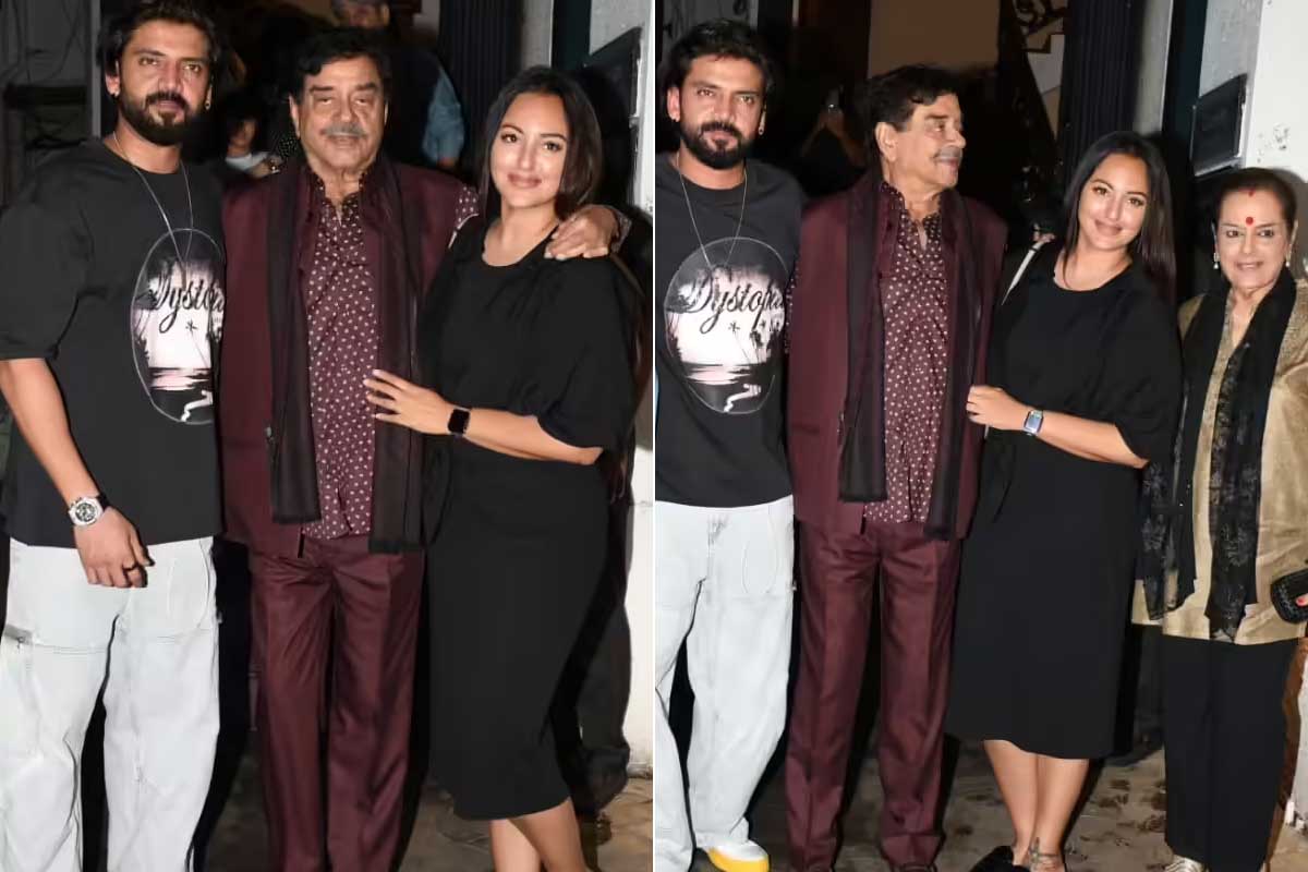 Sonakshi Sinha with family outside Mumbai restaurant due to her marriage anniversary
