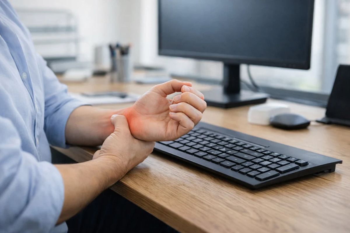 office computer hand weakness sweaty palms