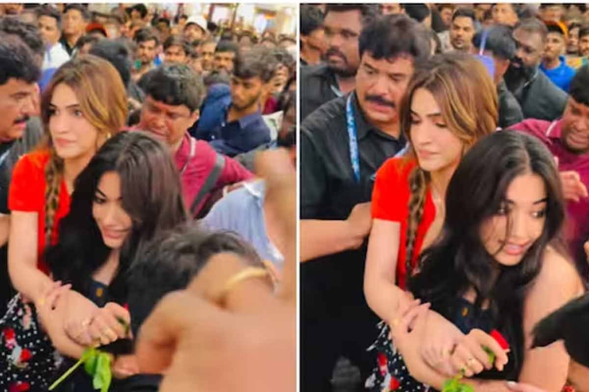 ‘ককটেল ২’-এর প্রচারে ভক্তের ভিড়ে ভয়ংকর পরিস্থিতি! দু’হাতে আগলে রশ্মিকার ‘রক্ষাকবচ’ কৃতী
