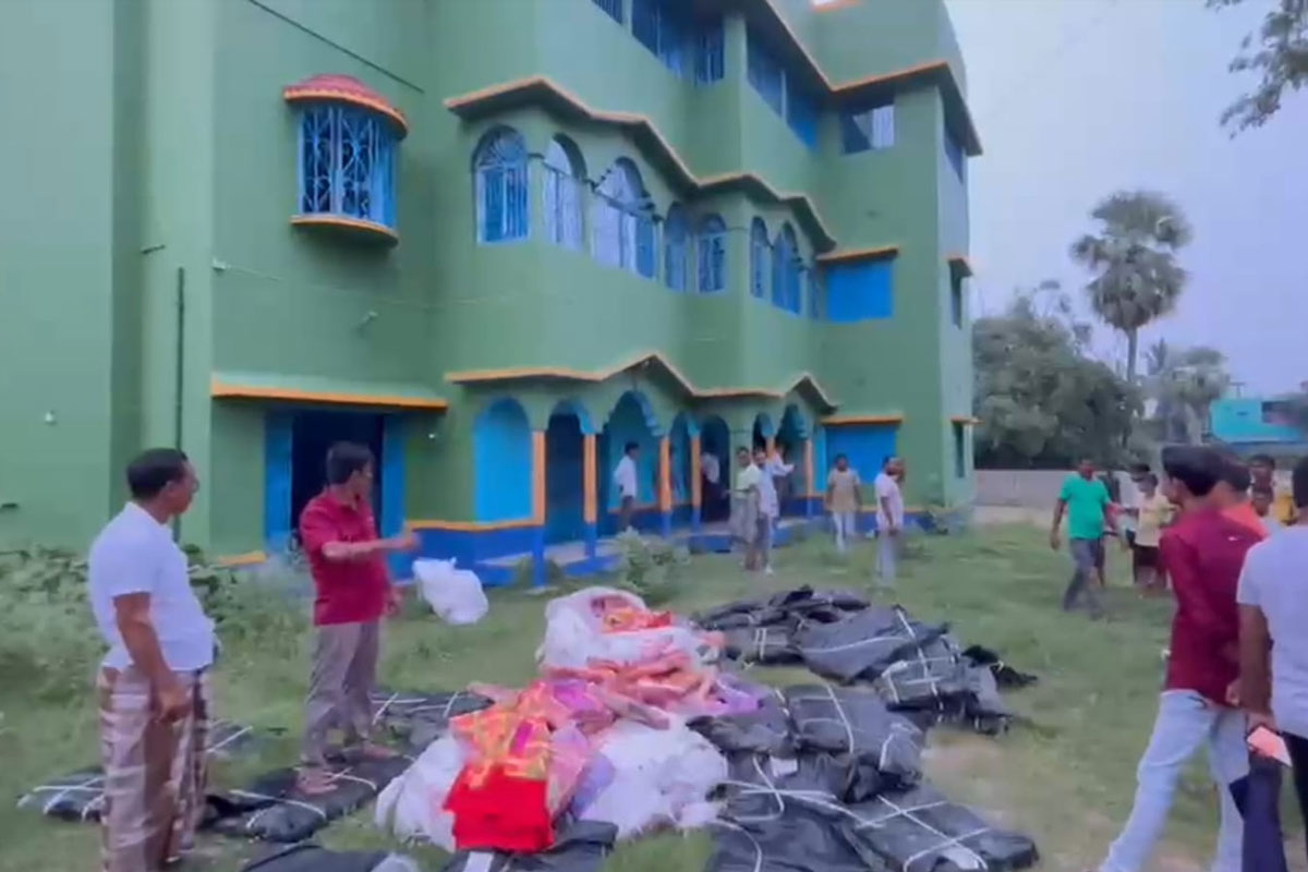 Huge quantity of government relief materials recovered from TMC office, cots and bedding also found