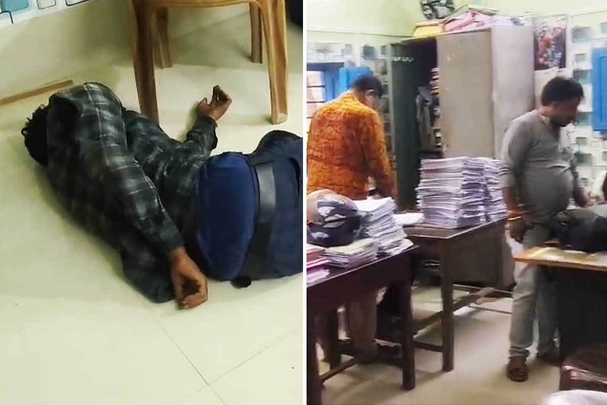 পঞ্চায়েত অফিসেই নেশায় ‘চুর’ প্রধান, লুটিয়ে পড়েছেন মেঝেতে! ভাইরাল ভিডিও