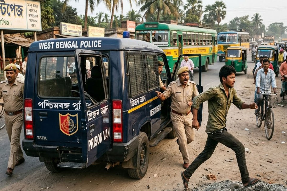 হাসপাতালে যাওয়ার পথে পুলিশ ভ্যান থেকে ঝাঁপ! মুর্শিদাবাদে পগারপার কুখ্যাত আসামি