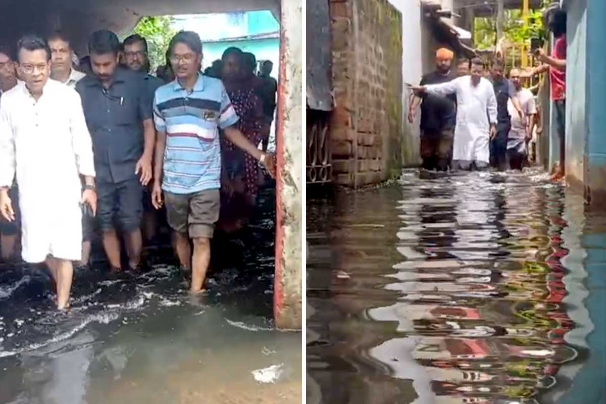 ‘এবার চামড়ার জুতো পরতে পারবেন’, প্লাবিত পথে দাঁড়িয়ে আশ্বাস বিধায়ক রুদ্রনীলের