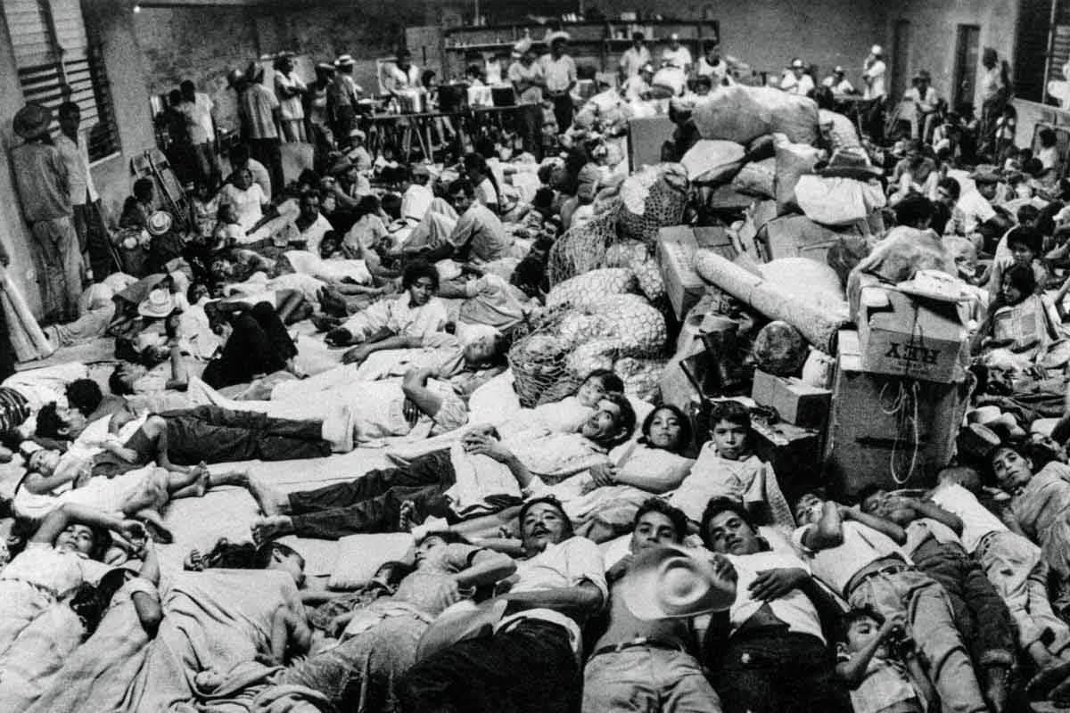 A group of displaced people following the war between El Salvador and Honduras