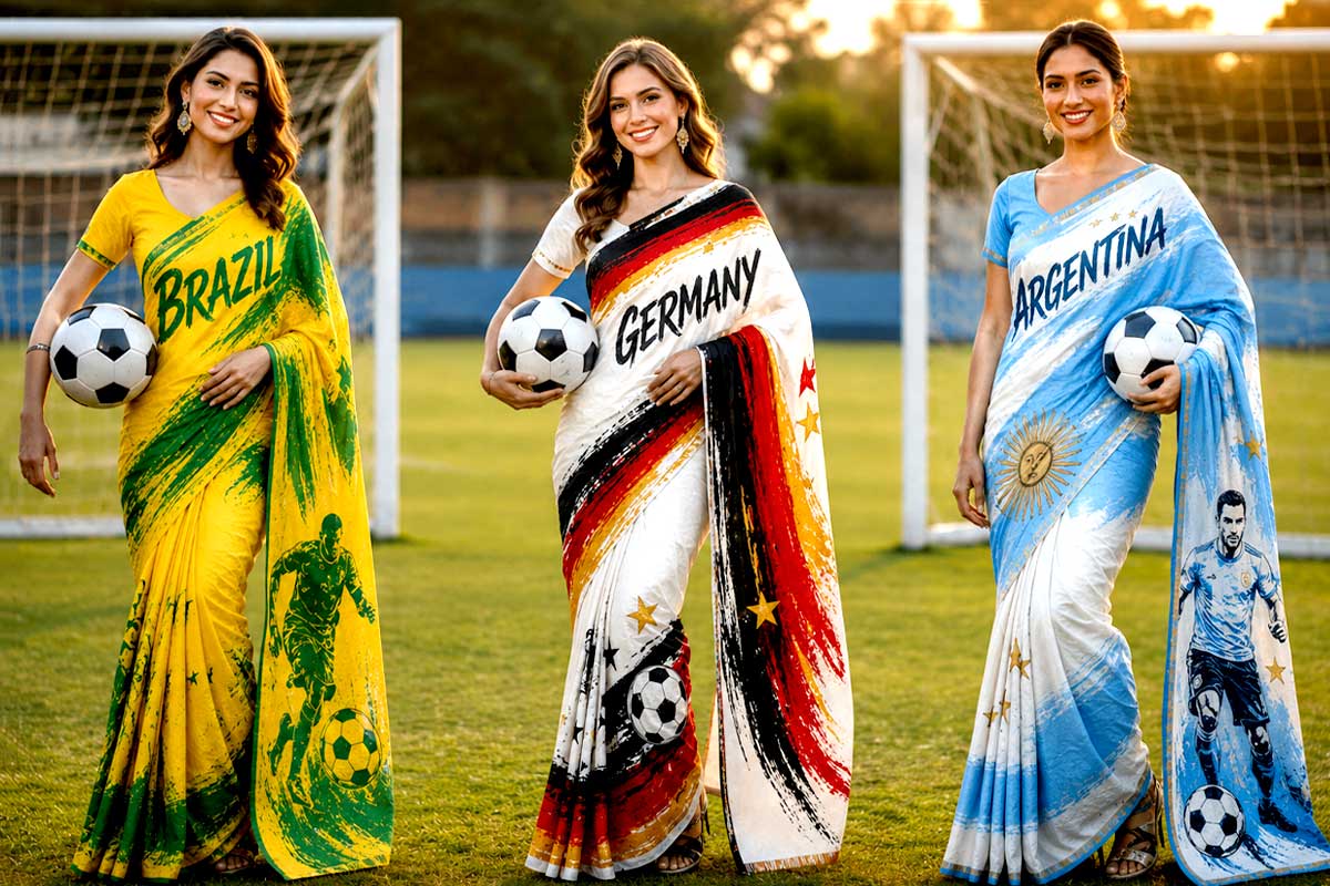বিশ্বকাপ জ্বরে কাবু বাঙালির শাড়ির বাজারও! আর্জেন্টিনা-ব্রাজিল ডিজাইনার সিল্কের দাম জানেন?