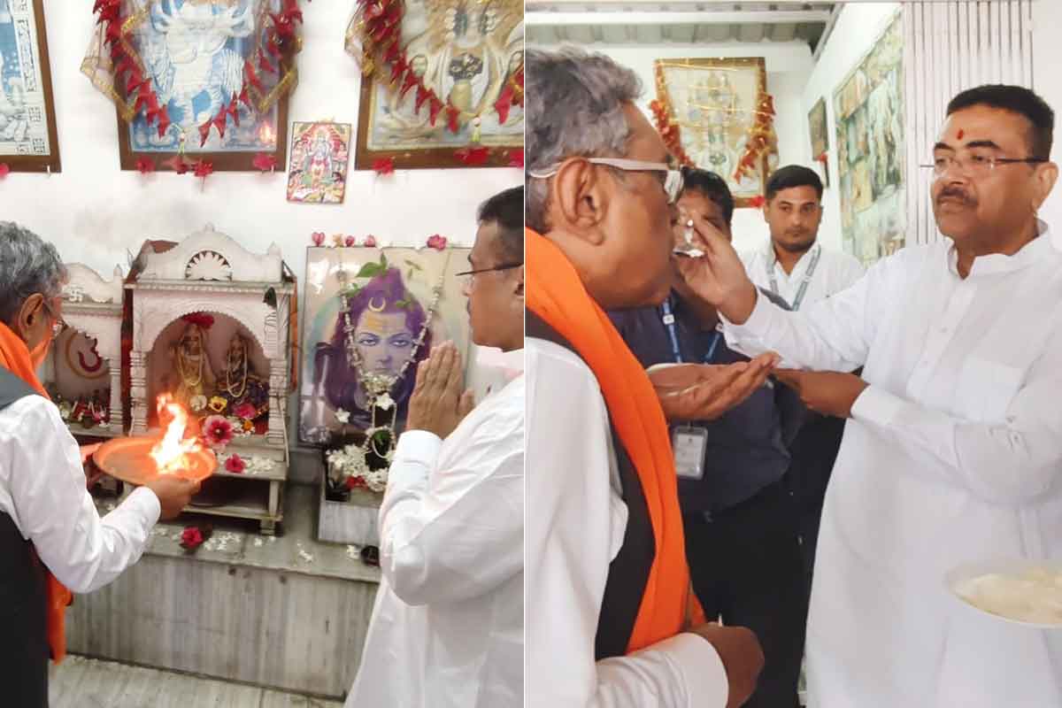 বিধানসভায় ‘মন্দির’, বাজেট পেশের আগে পুজো স্বপন-শুভেন্দুর