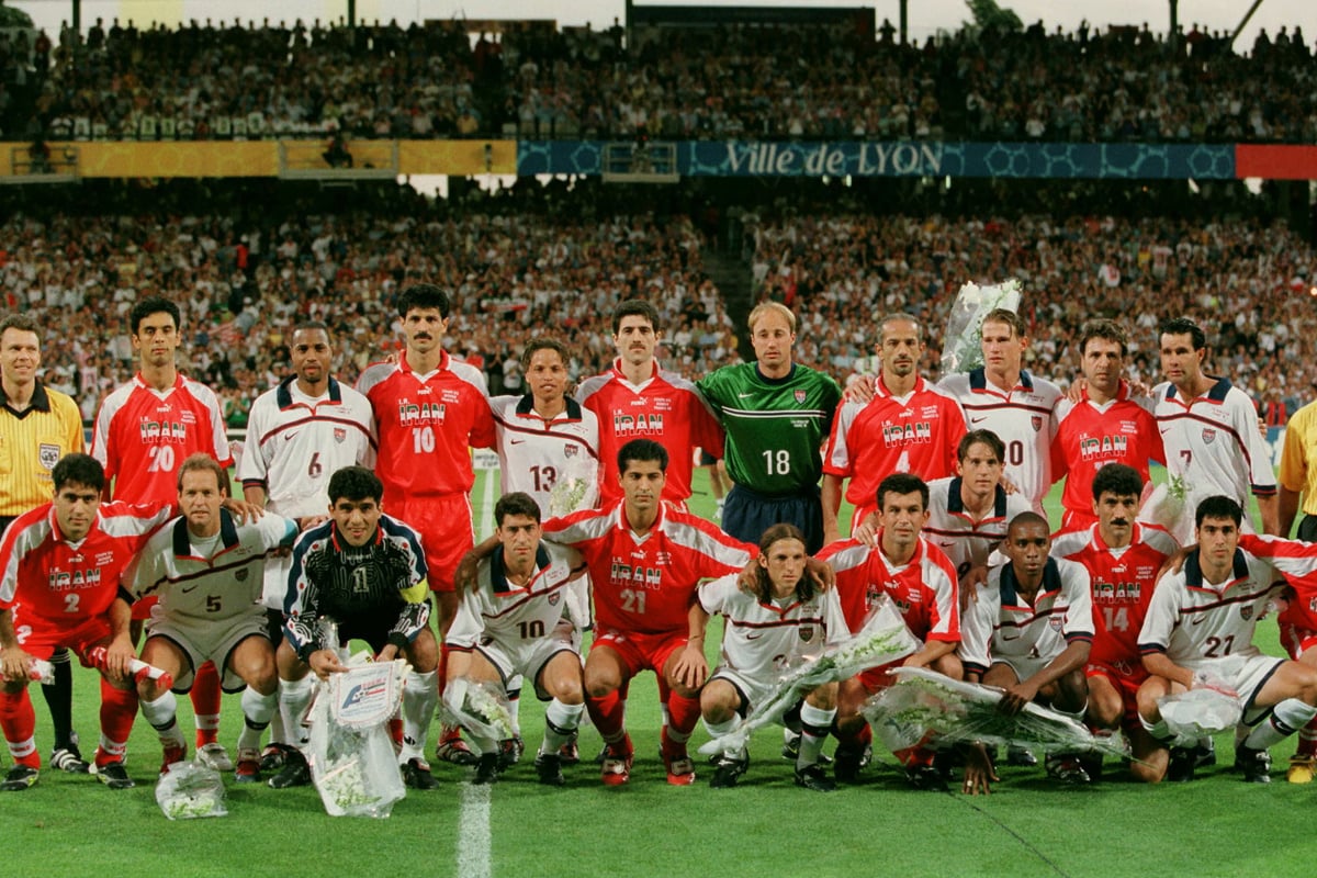 In 1998 FIFA World Cup, the Iranian and American footballers were captured altogether by the camera lens