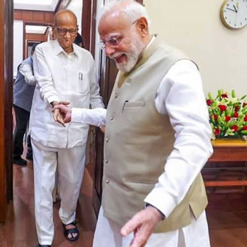 Sharad Pawar meets PM Modi with Supriya Sule,