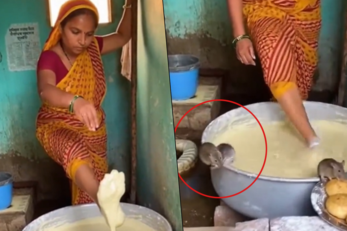 শৌচালয়ের ভিতর পা দিয়ে ময়দা মাখছেন মহিলা! ভিডিও ভাইরাল হতেই গা গুলিয়ে উঠছে নেটিজেনদের