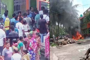 ‘দুর্নীতিবাজ’ উপপ্রধানের বাড়িতে ব্যাপক ভাঙচুরের পর বাইকে আগুন, অগ্নিগর্ভ শ্যামপুর