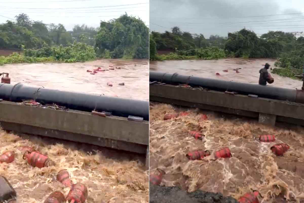 জলের তোড়ে ভেসে যাচ্ছে হাজার হাজার গ্যাস সিলিন্ডার, সংকটের মধ্যে মহারাষ্ট্রে উদ্বেগ