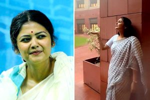 সায়নীর ‘বারিশ ব্রেক’, বৃষ্টিদিনে সংসদের বাইরে রিল বানাচ্ছেন যাদবপুরের সাংসদ