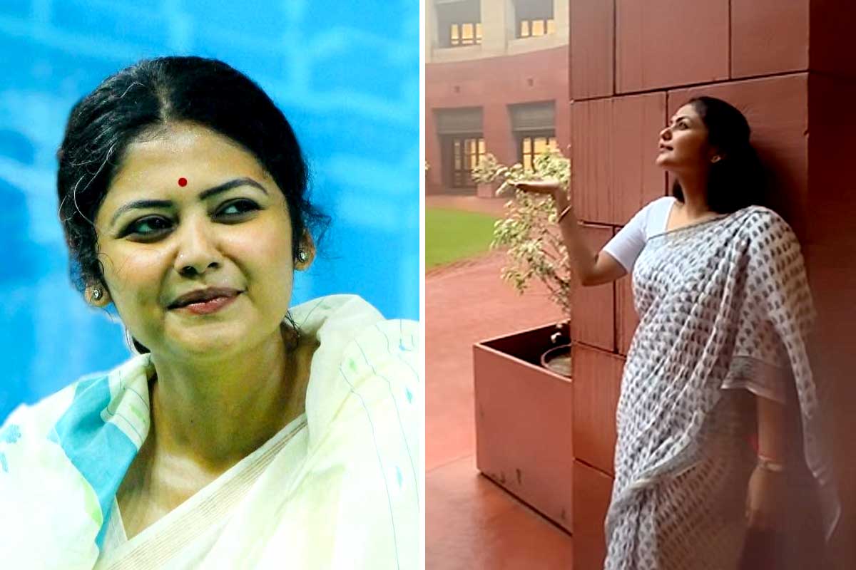 সায়নীর ‘বারিশ ব্রেক’, বৃষ্টিদিনে সংসদের বাইরে রিল বানাচ্ছেন যাদবপুরের সাংসদ