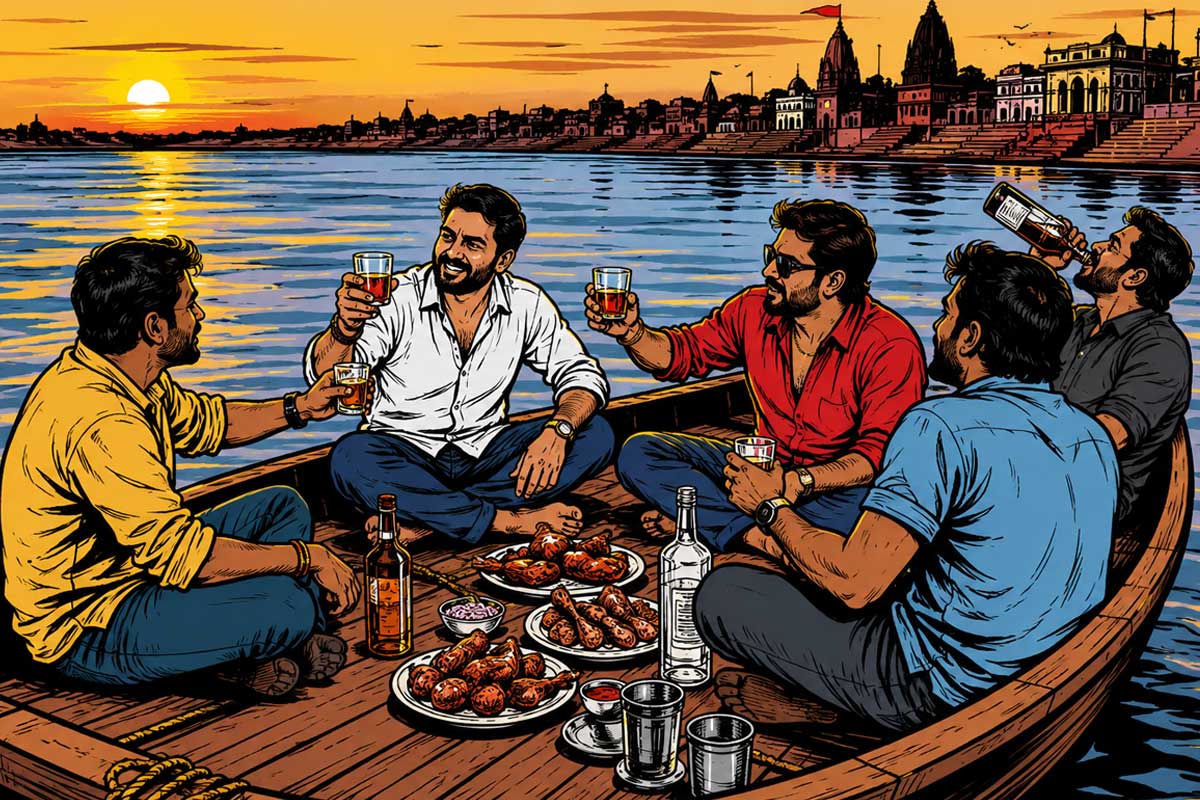 সরযূ নদীবক্ষে নৌকায় মদ-মাংস পার্টি, হিন্দু ভাবাবেগে আঘাতের অভিযোগ, গ্রেপ্তার ৩