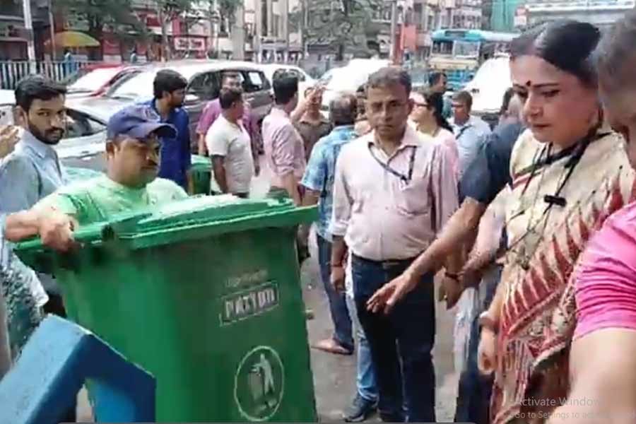 Agnimitra Paul fumes over garbage piled near a Park Circus mall,