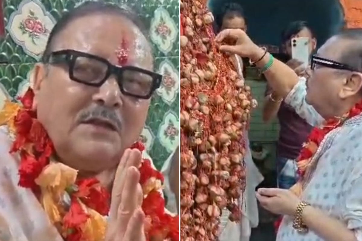 গলায় জবার মালা, কপালে তিলক! কল্যাণেশ্বরী মন্দিরে শুভেন্দু সরকারের জন্য প্রার্থনা মদনের
