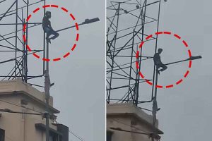 টালা ব্রিজের বাতিস্তম্ভে উঠে স্টান্টবাজি যুবকের! মোবাইলে দেখাচ্ছেন ভিডিও, তুমুল উত্তেজনা