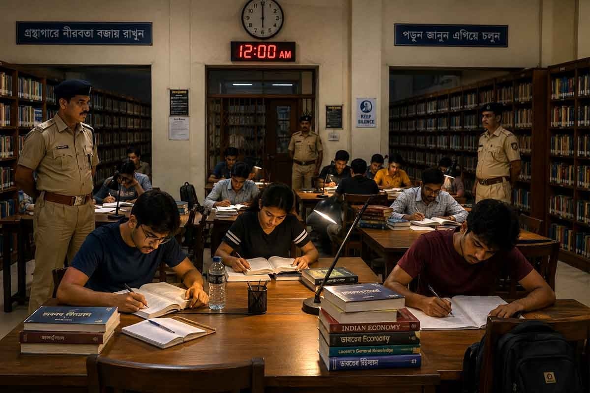 রাত বারোটাতেও লাইব্রেরিতে পড়ার সুযোগ! পড়ুয়াদের জন্য পুলিশি নিরাপত্তা রায়গঞ্জে