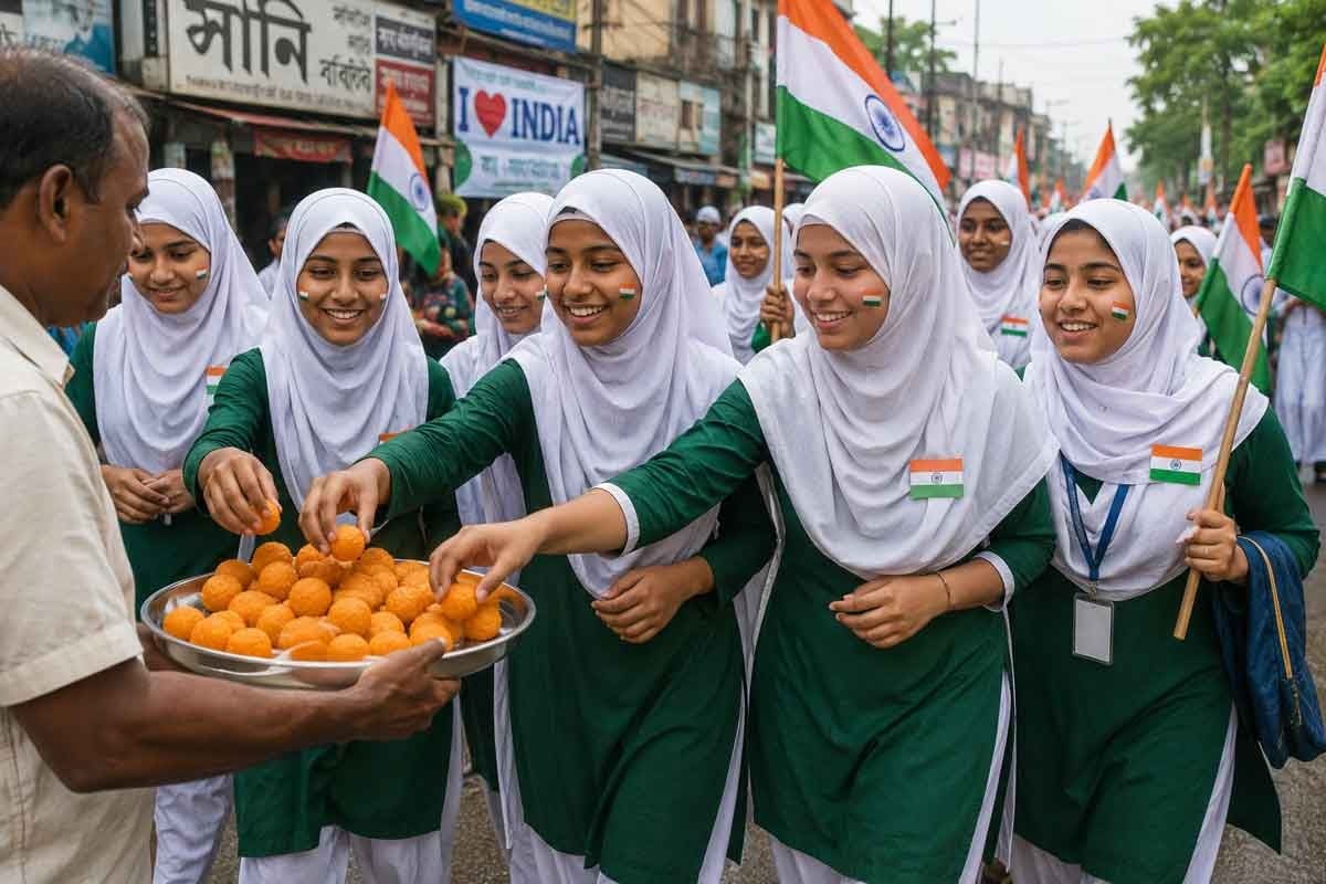 স্বাধীনতা দিবসে ধর্মীয় স্লোগান সংখ্যালঘু ছাত্রীদের! ভিডিও ভাইরাল হতে সাফাই, ‘লাড্ডু খেতে এসেছিলাম’