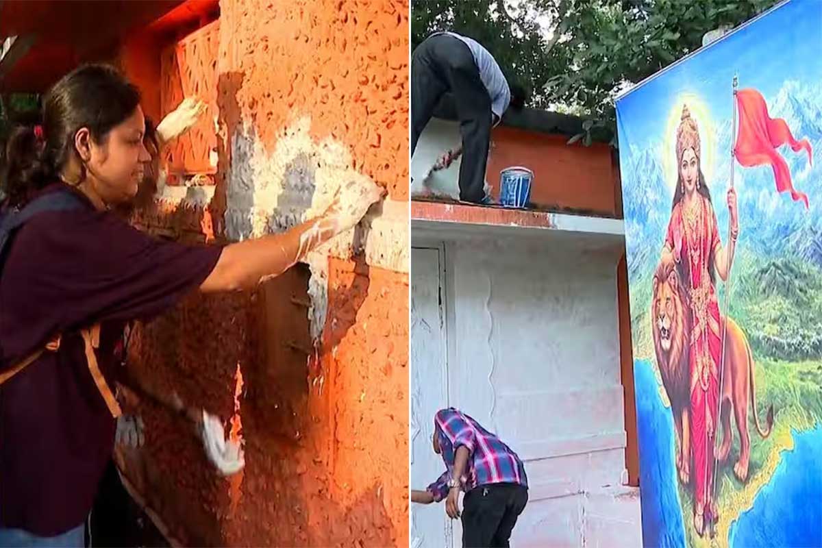 গেরুয়া হল সাদা, বিতর্কের মাঝে অ্যাকাডেমি অফ ফাইন আর্টসের রং বদলে দিলেন শিল্পীরাই