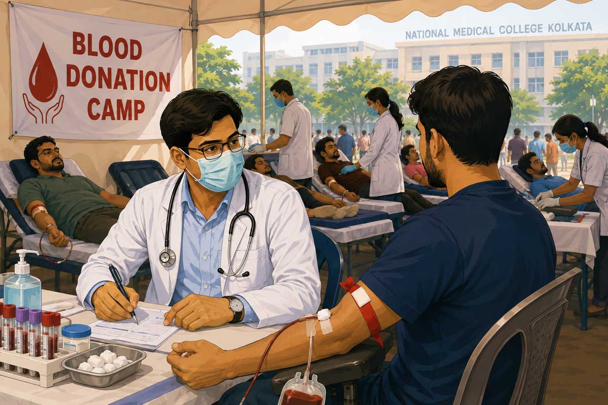 রক্তদান শিবিরে ‘ভুয়ো’ মেডিক্যাল অফিসার! বিতর্কে ন্যাশনাল মেডিক্যালের একাধিক ডাক্তারি পড়ুয়া