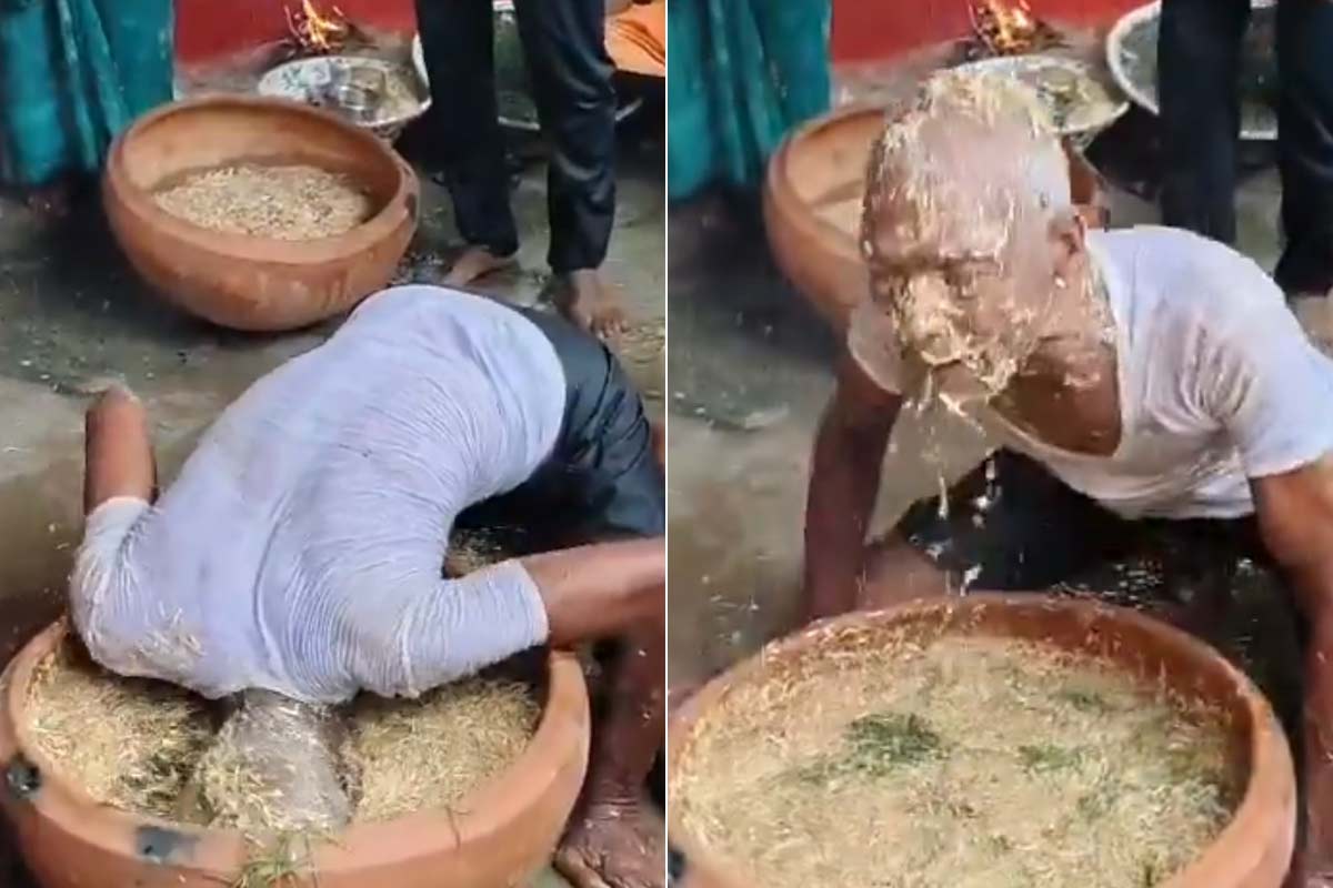 ঘাস-খড় খাচ্ছেন বৃদ্ধ, নাগপঞ্চমীতে ভর করেছে অসুর! ভাইরাল বুদ্ধিরামের ভিডিও