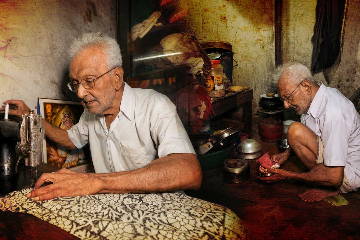 Elderly Single Man Bimal Kanta Dey from Bhawanipur Still Works as a Tailor Despite Extreme Age & Tumour
