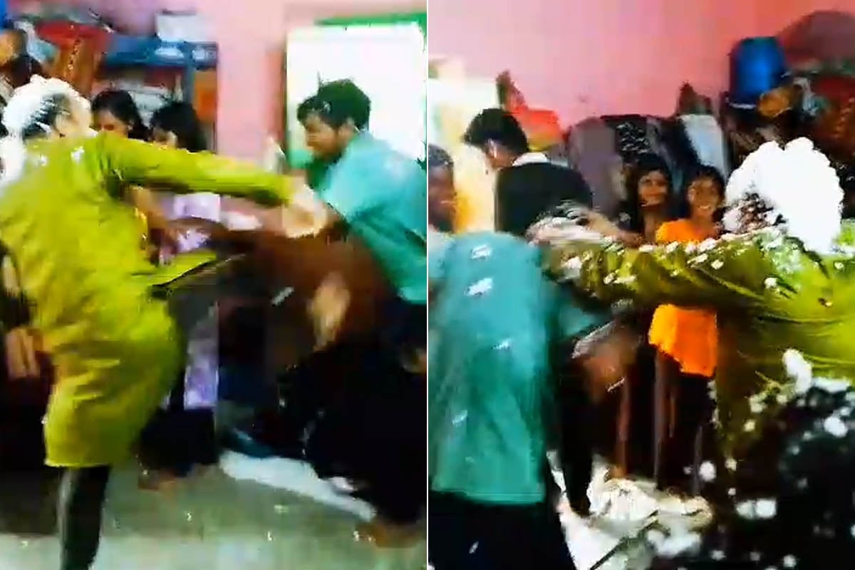 শিক্ষক দিবসের সেলিব্রেশনে স্যরকে স্নো স্প্রে ছাত্রের, শাস্তি দিতে পরপর লাথি! ভাইরাল ভিডিও ঘিরে শোরগোল