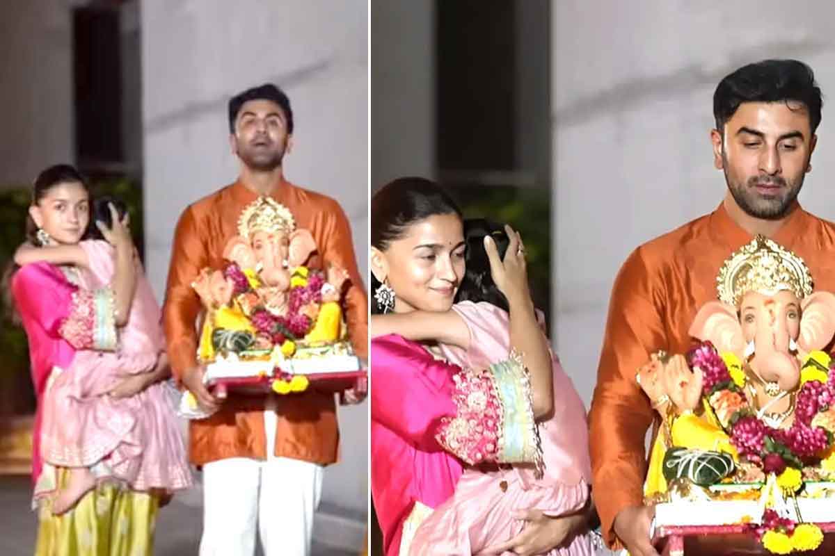 গণপতি বিসর্জনে আবেগঘন রণবীর, রাহাকে কেন বাবার কাছে ঘেঁষতে দিলেন না আলিয়া?
