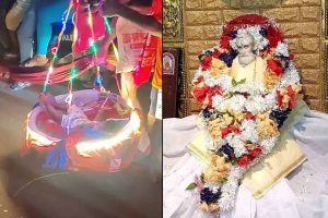 গর্ভে থাকতে মানত, দুধের সন্তানকে কাঁধের বাঁকে নিয়ে ২৮ কিমি হেঁটে চাকলার লোকনাথধামে বাবা