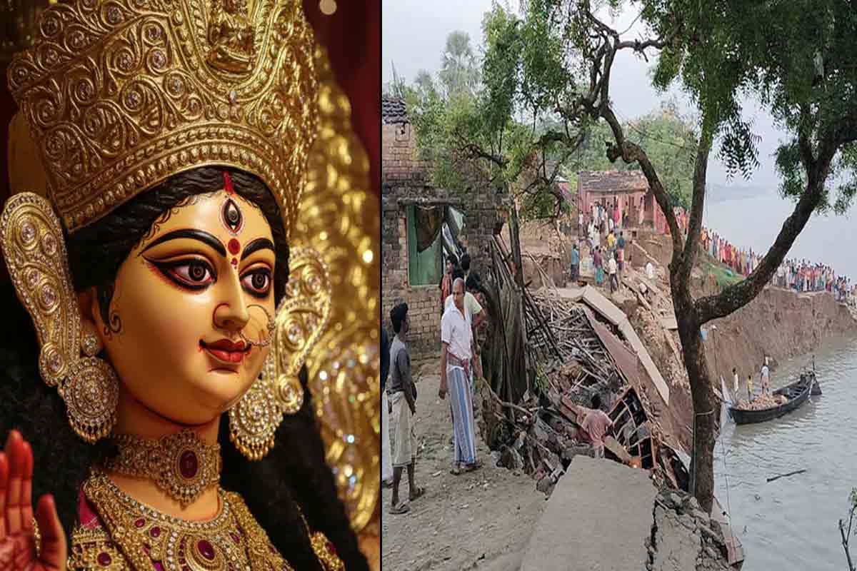 গিলে খাচ্ছে গঙ্গা, শিউলি-কাশফুলে ভরা সামশেরগঞ্জে পুজো যেন শুধুই বিষাদের