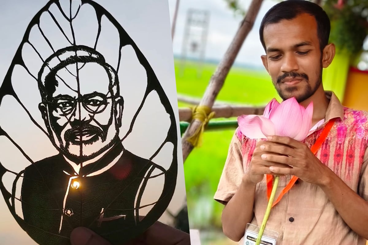 অশ্বত্থ পাতায় মোদির প্রতিকৃতি! জন্মদিনে প্রধানমন্ত্রীকে বিশেষ উপহার দিয়ে প্রশংসিত নবদ্বীপের শিল্পী