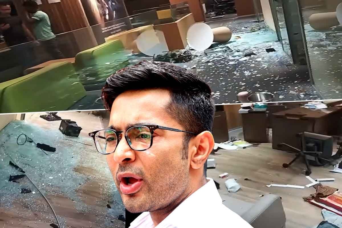 CCTV footage reportedly shows some people attacking Abhishek Banerjee’s Camac Street office