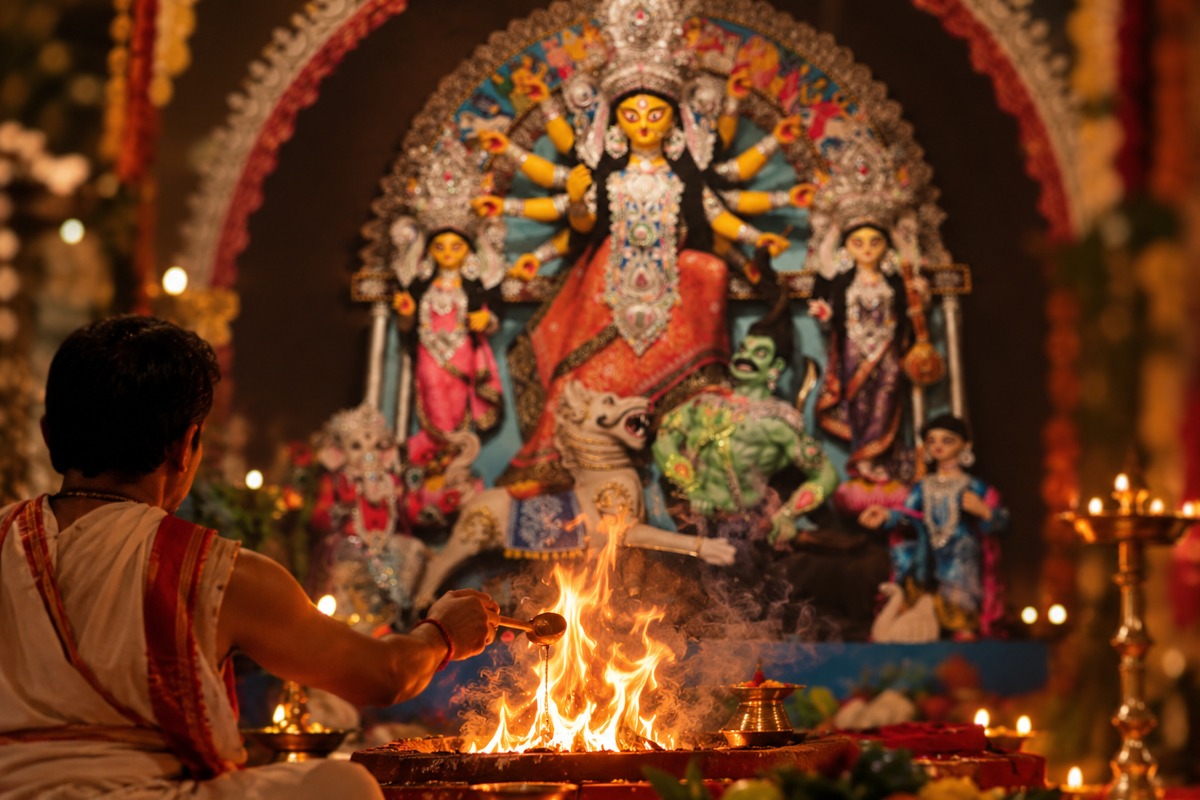 স্নান থেকে বলিদান, কোন চার অঙ্গে পূর্ণ হয় দুর্গার মহাপূজা?