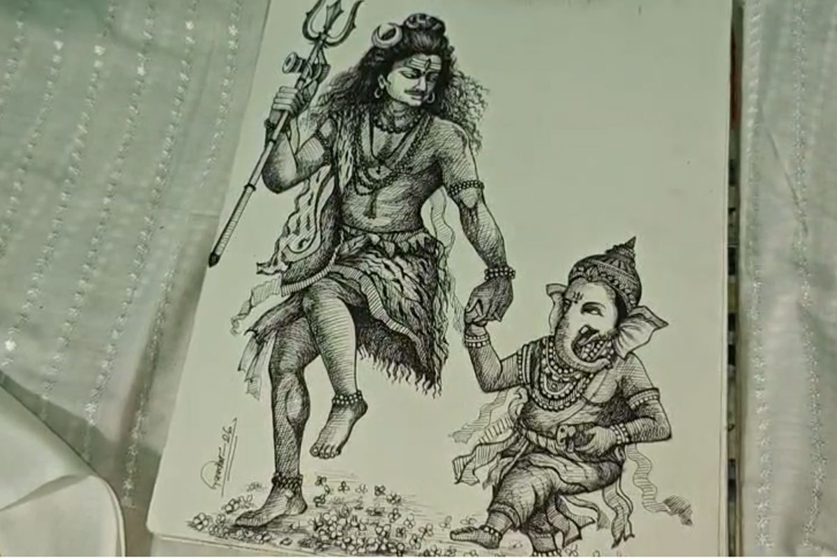A pen drawing by an artist from Shantipur will be featured in an exhibition in Thailand