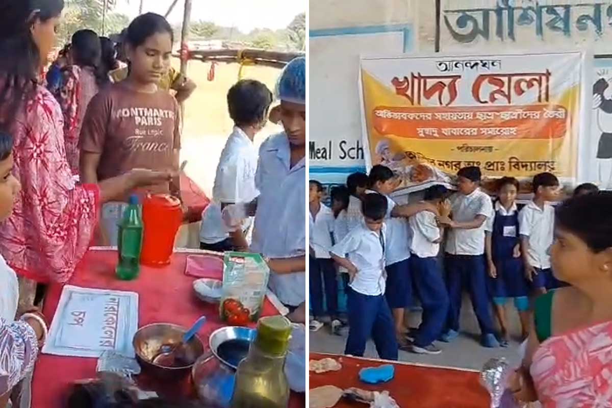 বিরিয়ানি-ফুচকা থেকে মালপোয়া, মাত্র ২ টাকায় ভরপেট খানা! চর্চায় খুদে পড়ুয়াদের বিরাট ‘খাদ্য মেলা’