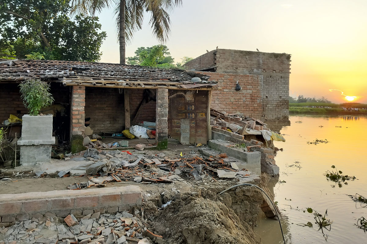 Erosion by the Padma in Raghunathganj, 19 houses and a temple lost to the river