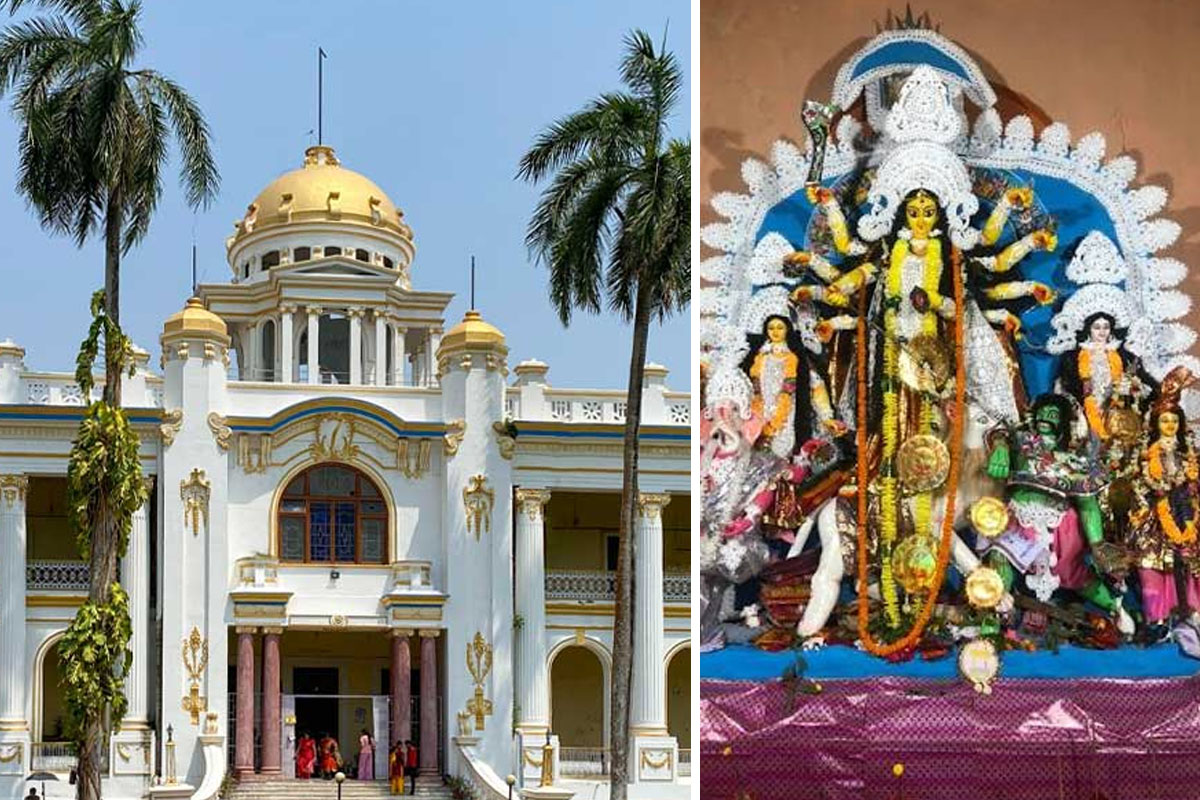 Festive Durga Puja atmosphere at Bengal Rajbari palaces